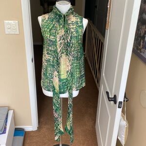 Badgley Mischka Multi Colored Scarf Blouse